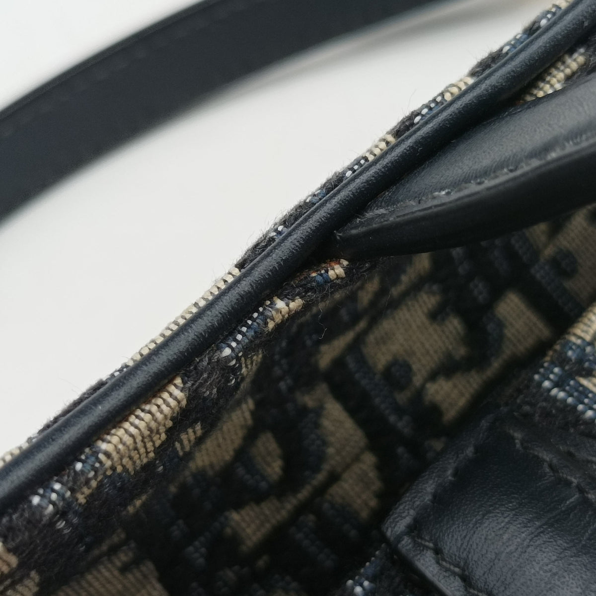 Secondhand Christian Dior Saddle Navy Jacquard × Leather  handbag | stylenewstar