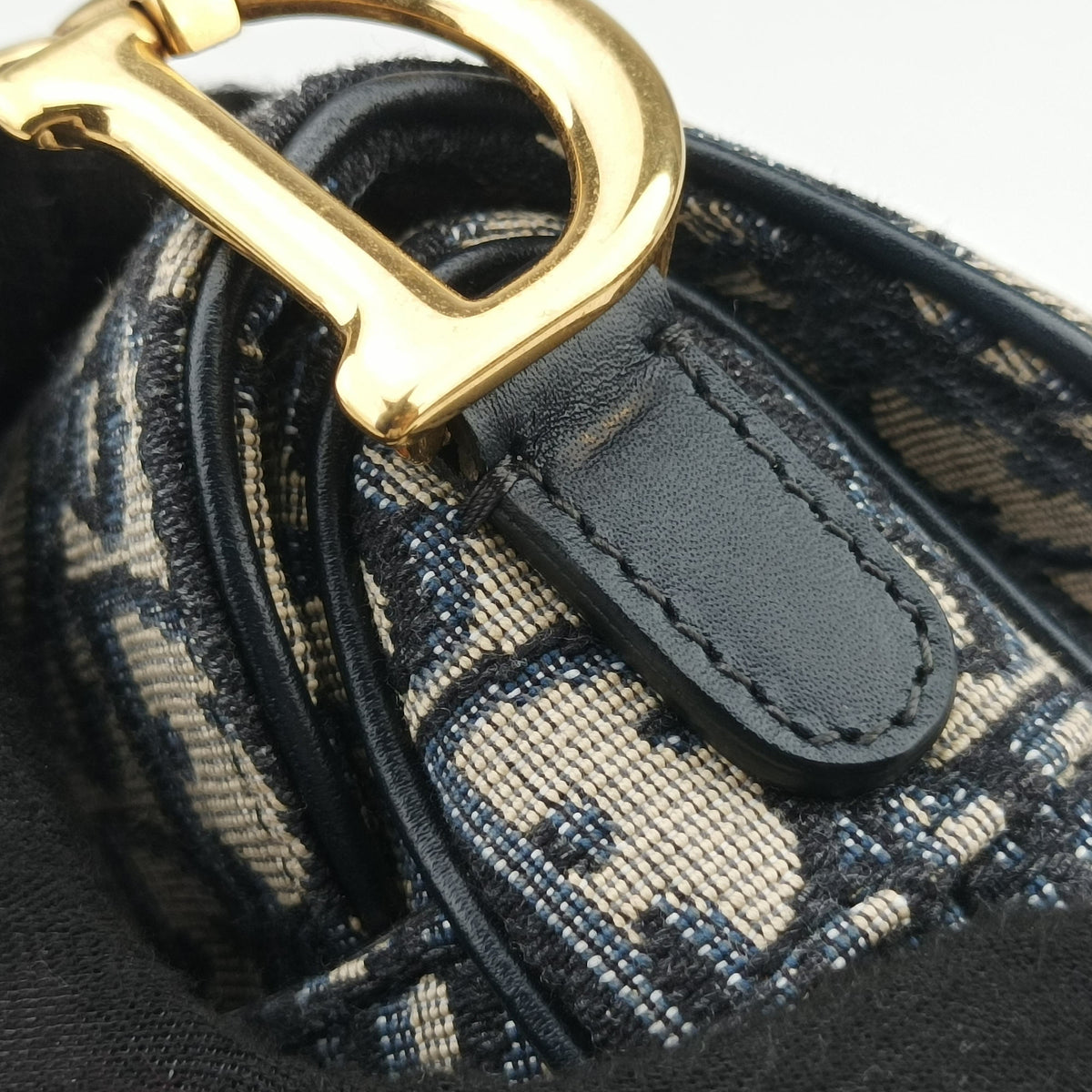 Secondhand Christian Dior Saddle Navy Jacquard × Leather  handbag | stylenewstar
