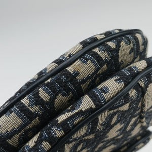 Secondhand Christian Dior Saddle Navy Jacquard × Leather  handbag | stylenewstar