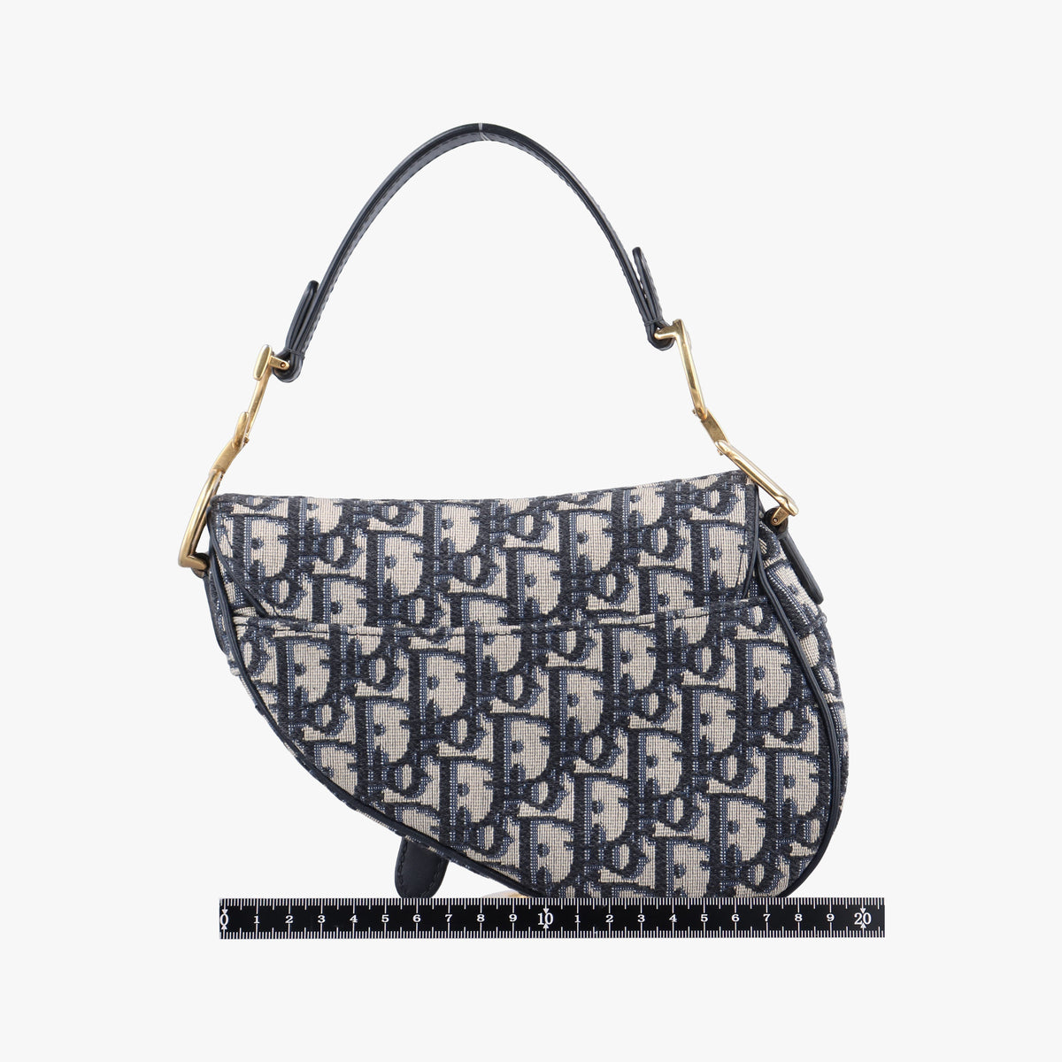 Secondhand Christian Dior Saddle Navy Jacquard × Leather  handbag | stylenewstar