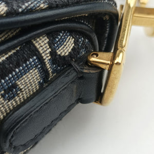 Secondhand Christian Dior Saddle Navy Jacquard × Leather  handbag | stylenewstar