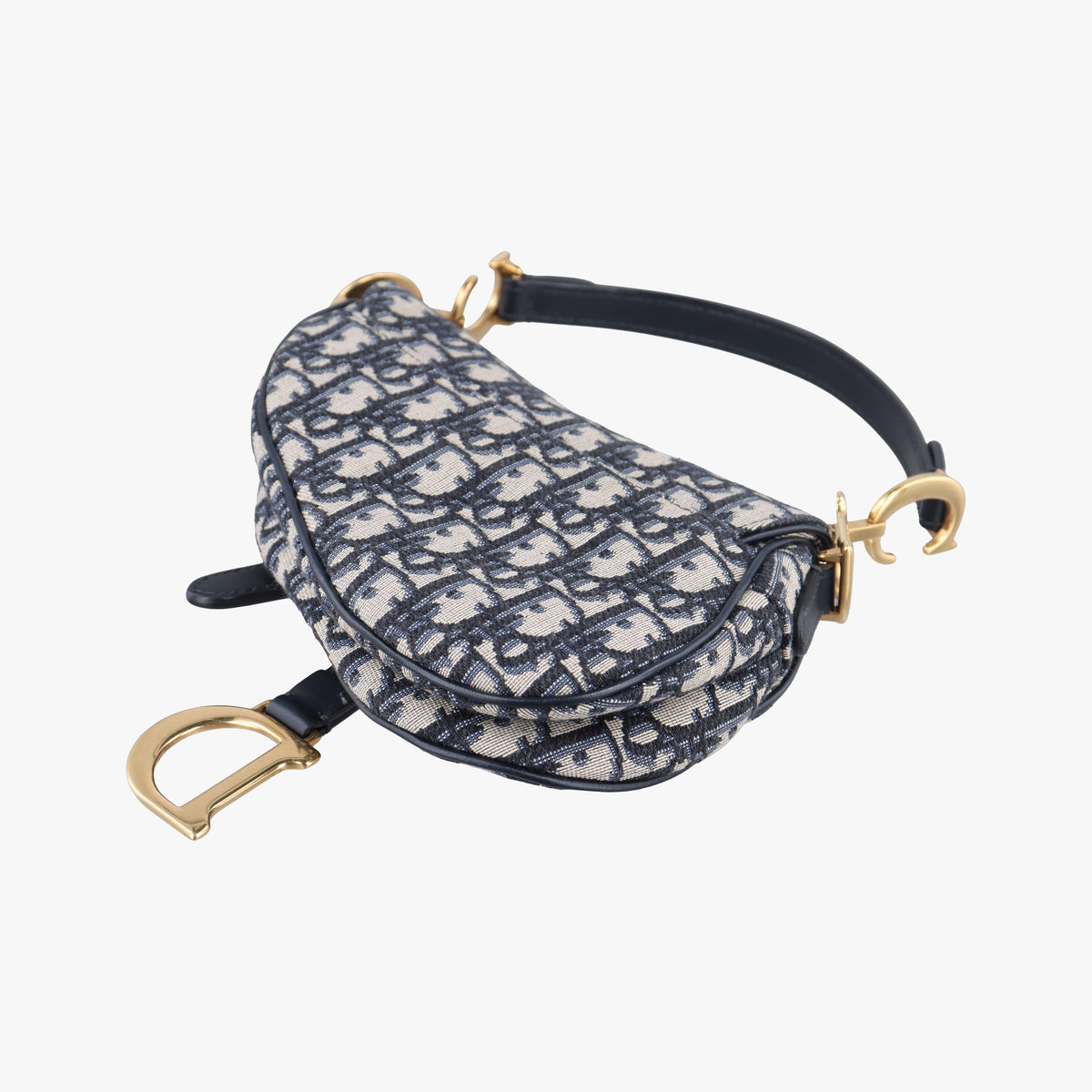 Secondhand Christian Dior Saddle Navy Jacquard × Leather  handbag | stylenewstar