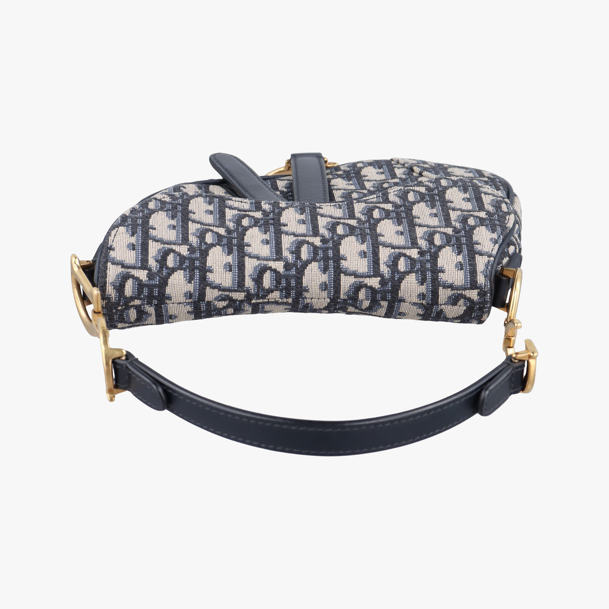 Secondhand Christian Dior Saddle Navy Jacquard × Leather  handbag | stylenewstar