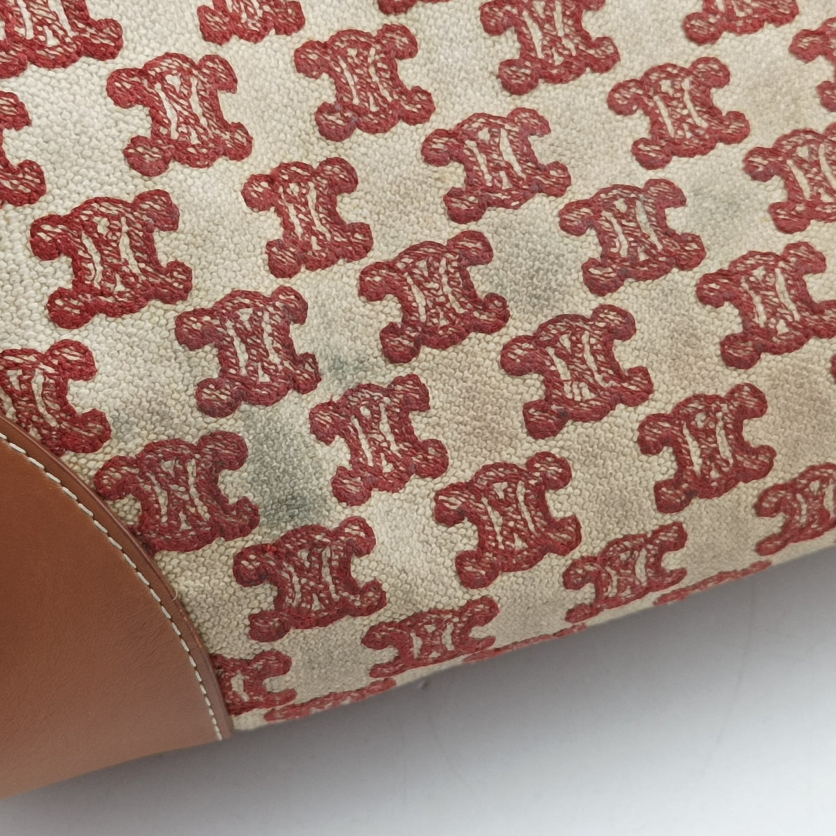 Vintage Celine Triomphe Horizontal Caba Beige x Brown Textile x Leather  shoulderbag | stylenewstar