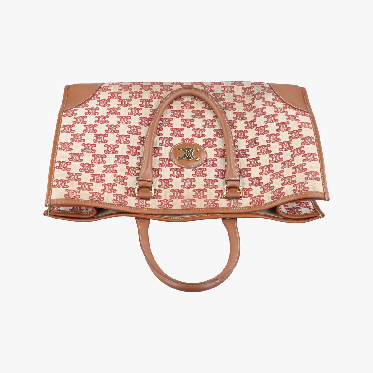 Vintage Celine Triomphe Horizontal Caba Beige x Brown Textile x Leather  shoulderbag | stylenewstar
