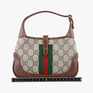 Pre-owned Gucci Jackie 1961 GG Supreme brown x beige PVC coated canvas×Leather 637092 handbag | stylenewstar