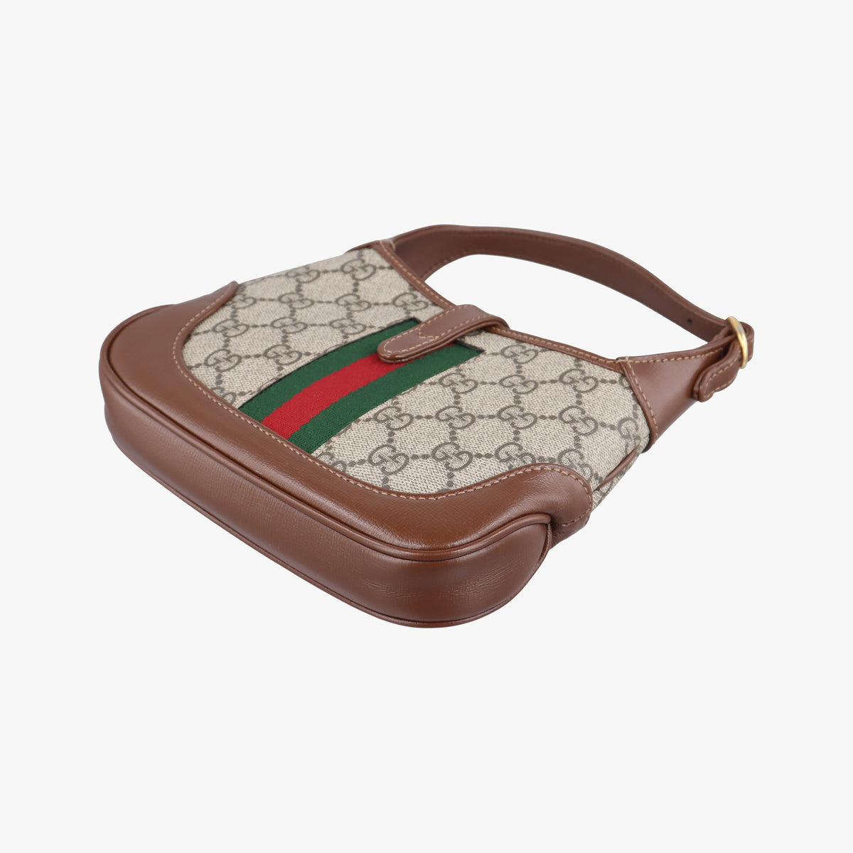 Pre-owned Gucci Jackie 1961 GG Supreme brown x beige PVC coated canvas×Leather 637092 handbag | stylenewstar
