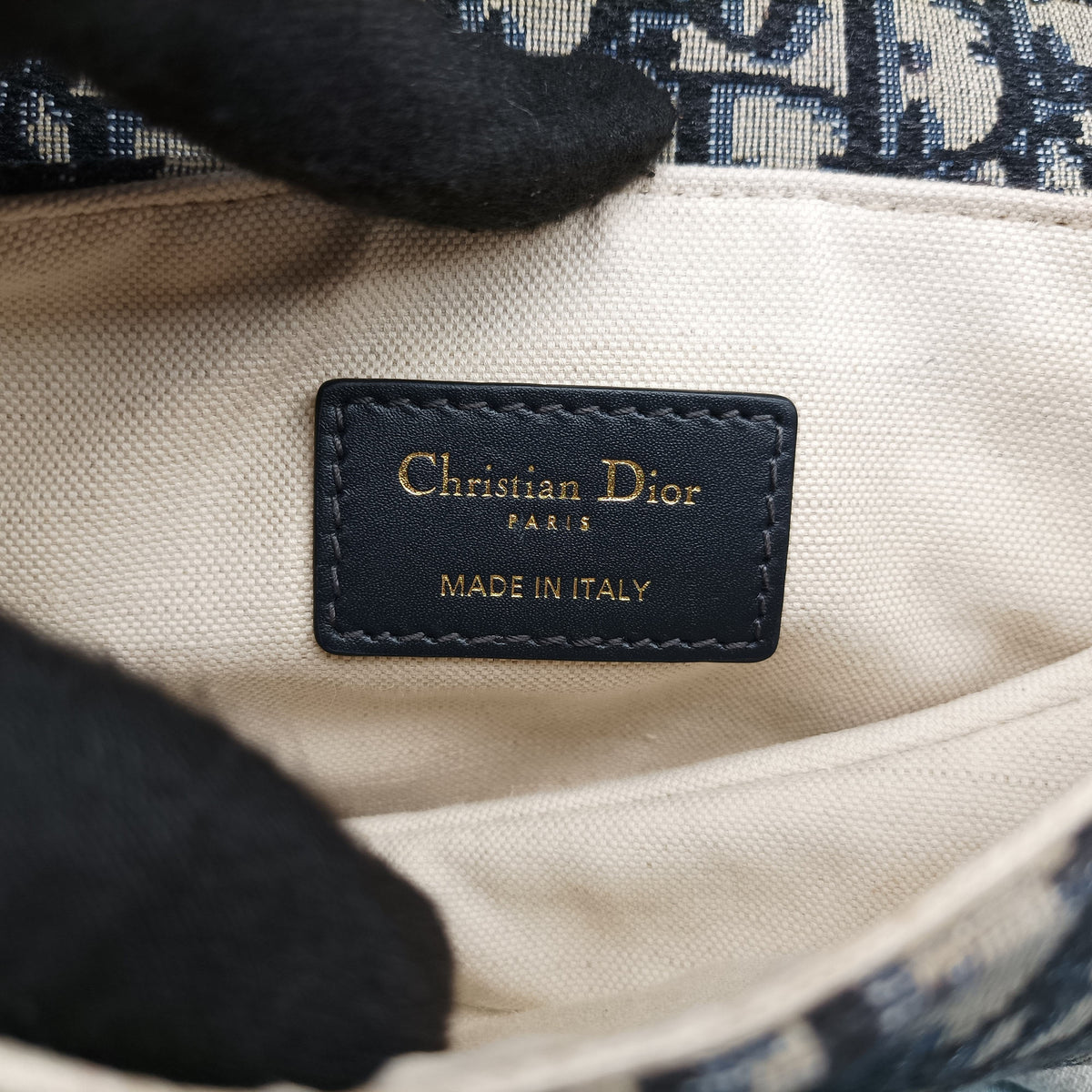Pre-owned Christian Dior Saddle Navy Jacquard × Leather  handbag | stylenewstar