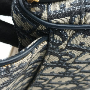 Pre-owned Christian Dior Saddle Navy Jacquard × Leather  handbag | stylenewstar