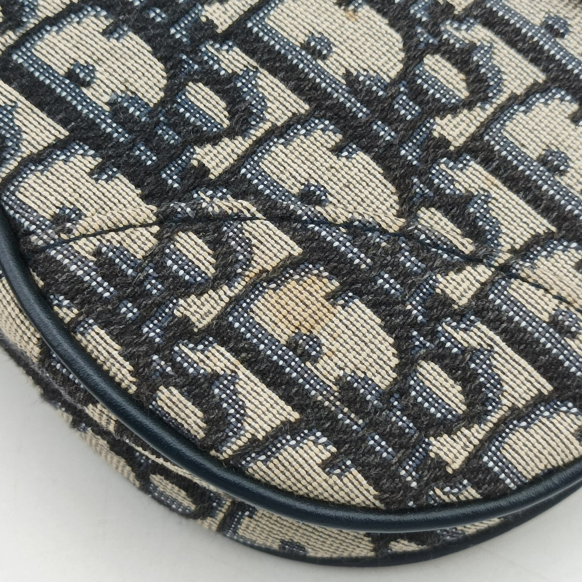 Pre-owned Christian Dior Saddle Navy Jacquard × Leather  handbag | stylenewstar