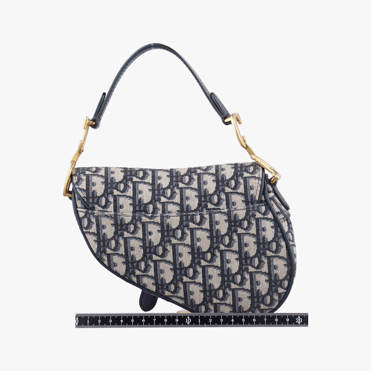 Pre-owned Christian Dior Saddle Navy Jacquard × Leather  handbag | stylenewstar