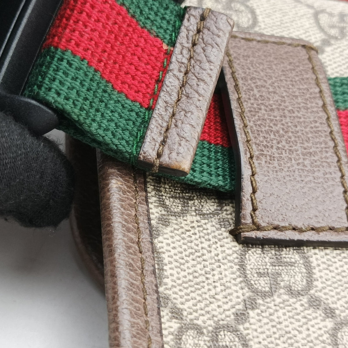 Secondhand Gucci NEO VINTAGE GG Supreme Beige×Brown PVC coated canvas×Leather 493930 bum bag/waist bag | stylenewstar