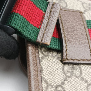 Secondhand Gucci NEO VINTAGE GG Supreme Beige×Brown PVC coated canvas×Leather 493930 bum bag/waist bag | stylenewstar