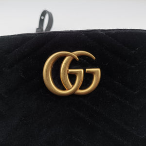 Pre-owned Gucci GG Marmont Black velour 447632 shoulderbag | stylenewstar