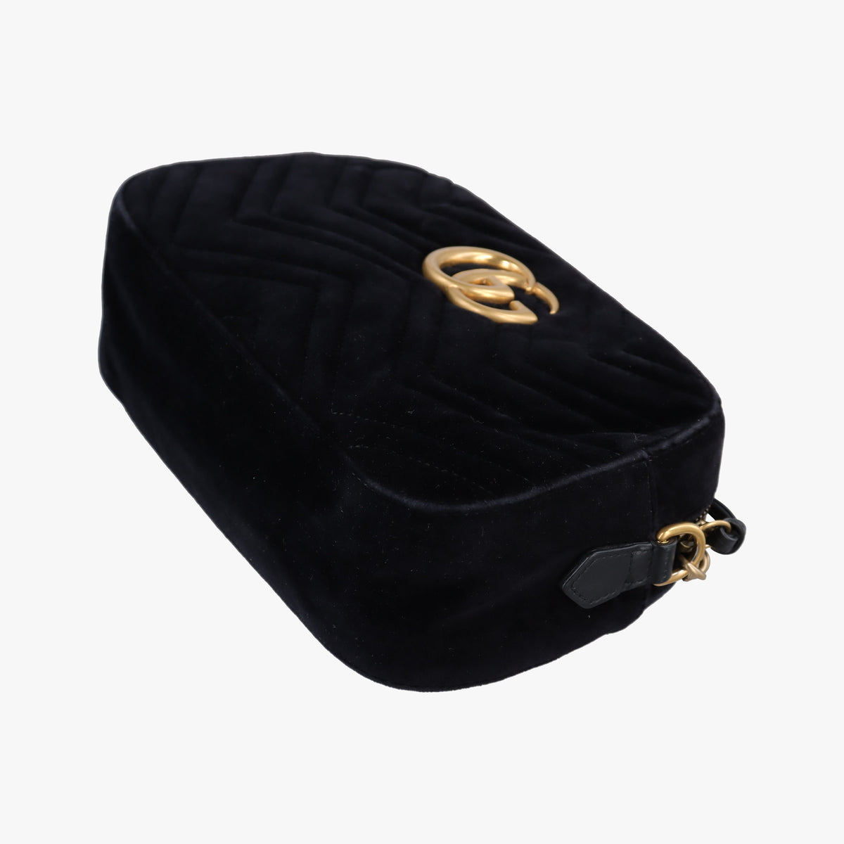 Pre-owned Gucci GG Marmont Black velour 447632 shoulderbag | stylenewstar