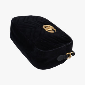 Pre-owned Gucci GG Marmont Black velour 447632 shoulderbag | stylenewstar