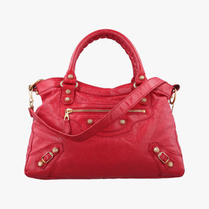 Pre-owned Balenciaga The Town Red lambskin  shoulderbag | stylenewstar