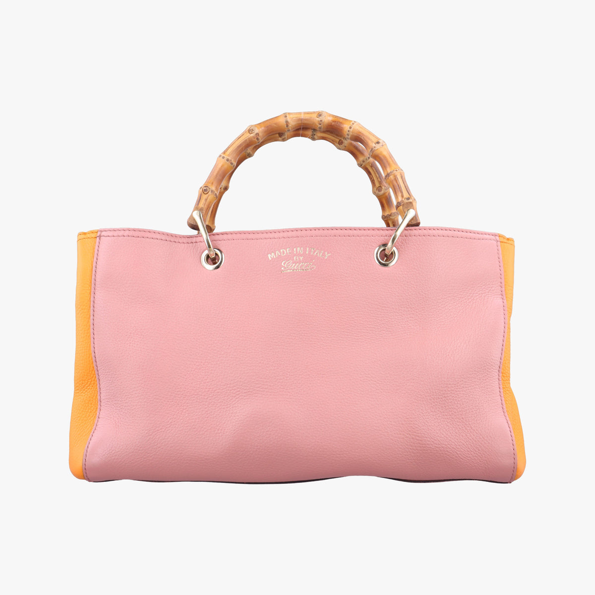 Pre-owned Gucci Bamboo Shopper Pink×Orange Leather 323660 handbag | stylenewstar