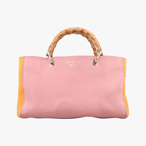 Pre-owned Gucci Bamboo Shopper Pink×Orange Leather 323660 handbag | stylenewstar