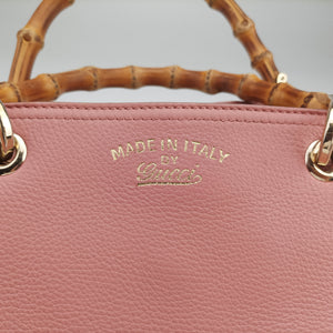 Pre-owned Gucci Bamboo Shopper Pink×Orange Leather 323660 handbag | stylenewstar