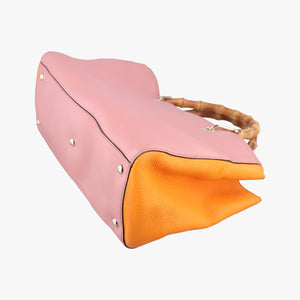 Pre-owned Gucci Bamboo Shopper Pink×Orange Leather 323660 handbag | stylenewstar
