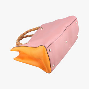 Pre-owned Gucci Bamboo Shopper Pink×Orange Leather 323660 handbag | stylenewstar