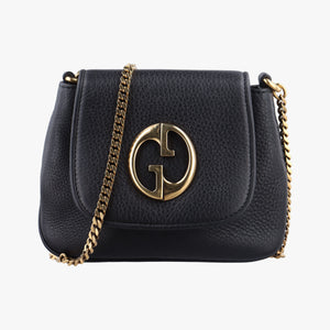 Pre-owned Gucci 1973 Double G Black Leather 251821 shoulderbag | stylenewstar