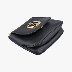 Pre-owned Gucci 1973 Double G Black Leather 251821 shoulderbag | stylenewstar