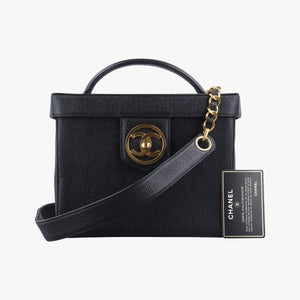 Pre-owned Chanel Cocomark Vanity Black Caviar skin A01999 shoulderbag | stylenewstar