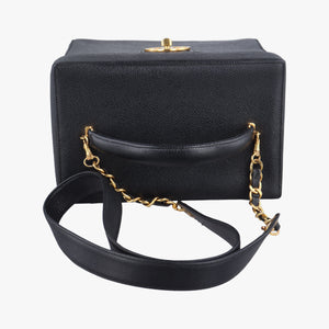 Pre-owned Chanel Cocomark Vanity Black Caviar skin A01999 shoulderbag | stylenewstar