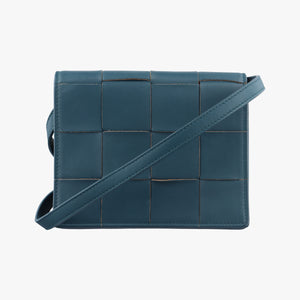 Pre-owned Bottega Veneta Cassette Green Blue lambskin  shoulderbag | stylenewstar