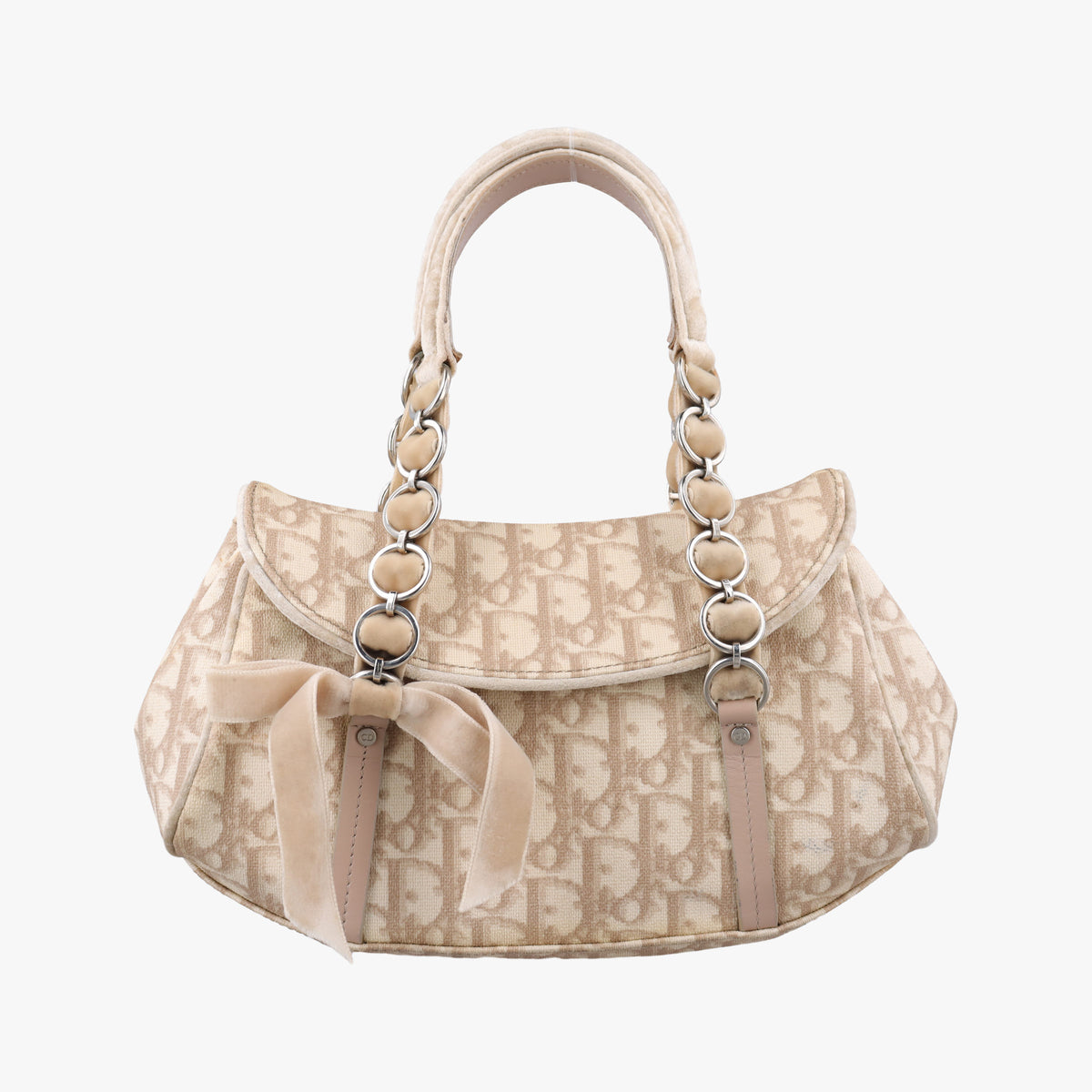 Secondhand Christian Dior Romantique Trotter Beige PVC coated canvas  shoulderbag | stylenewstar