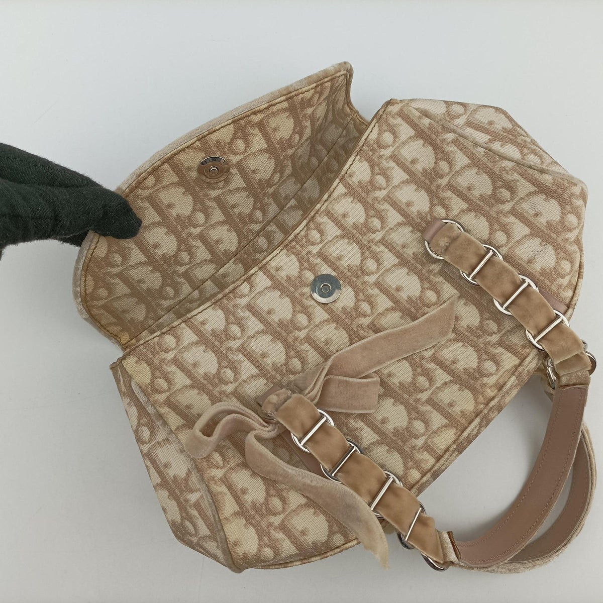 Secondhand Christian Dior Romantique Trotter Beige PVC coated canvas  shoulderbag | stylenewstar