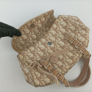 Secondhand Christian Dior Romantique Trotter Beige PVC coated canvas  shoulderbag | stylenewstar