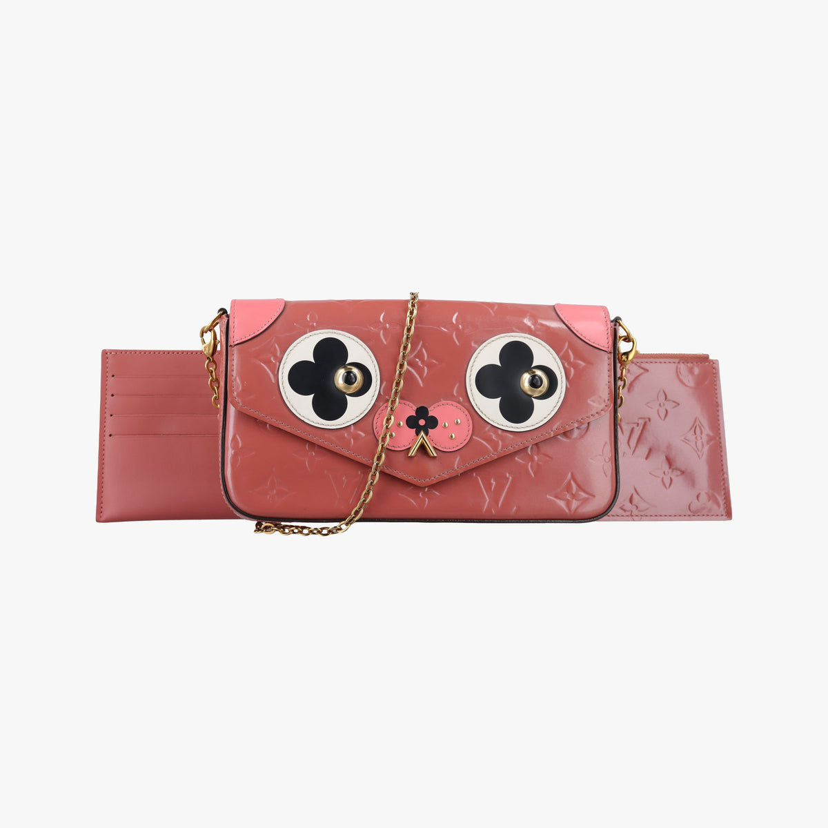 Secondhand Louis Vuitton Pochette FeLICIE rose pink×multi Vernis M62767 shoulderbag | stylenewstar