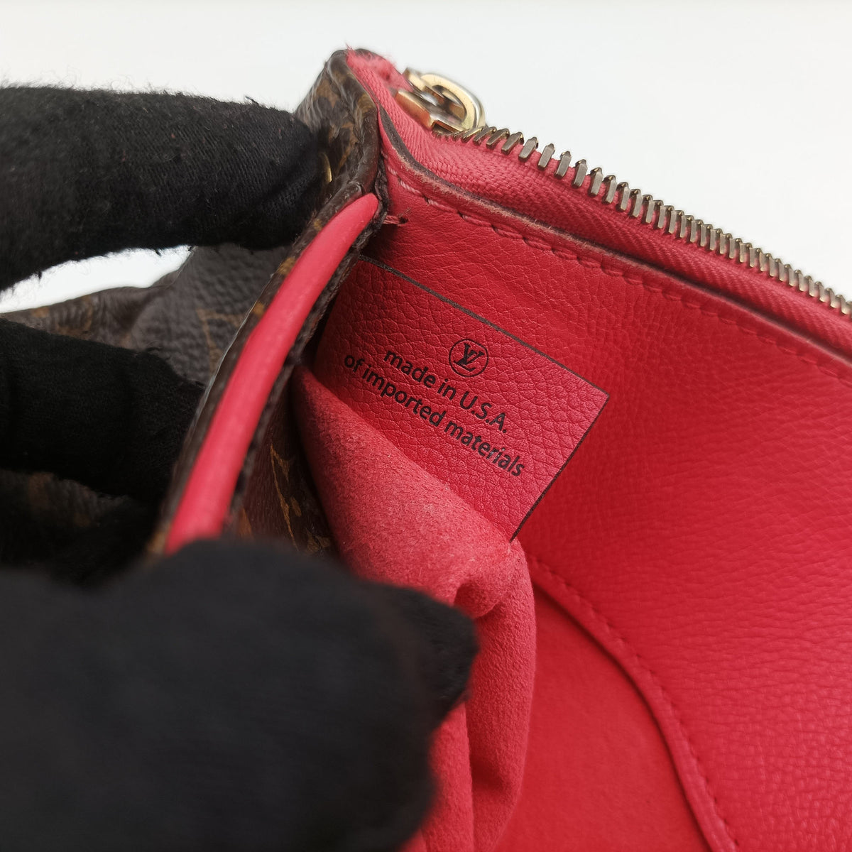 Pre-owned Louis Vuitton PALLAS Brown×CERISE Monogram Canvas×calf leather M41175 shoulderbag | stylenewstar