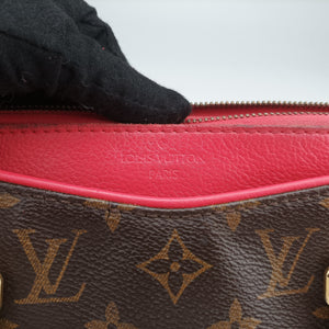 Pre-owned Louis Vuitton PALLAS Brown×CERISE Monogram Canvas×calf leather M41175 shoulderbag | stylenewstar