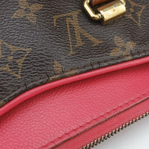 Pre-owned Louis Vuitton PALLAS Brown×CERISE Monogram Canvas×calf leather M41175 shoulderbag | stylenewstar