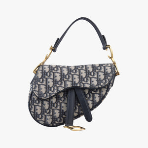 Pre-owned Christian Dior Saddle Navy Jacquard × Leather  handbag | stylenewstar
