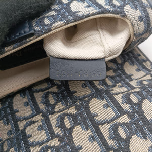 Pre-owned Christian Dior Saddle Navy Jacquard × Leather  handbag | stylenewstar