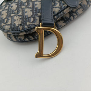 Pre-owned Christian Dior Saddle Navy Jacquard × Leather  handbag | stylenewstar