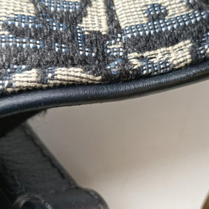 Pre-owned Christian Dior Saddle Navy Jacquard × Leather  handbag | stylenewstar