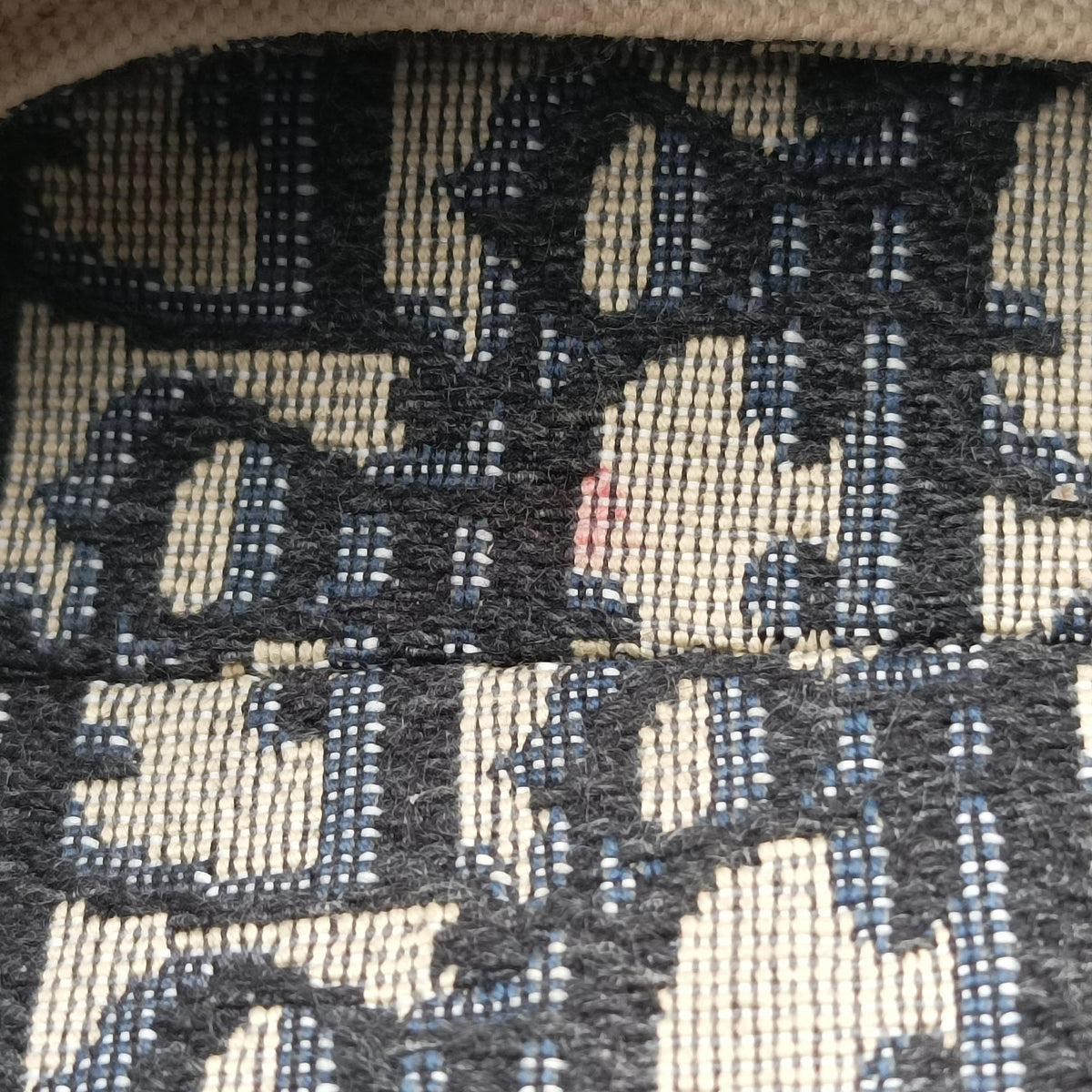 Pre-owned Christian Dior Saddle Navy Jacquard × Leather  handbag | stylenewstar