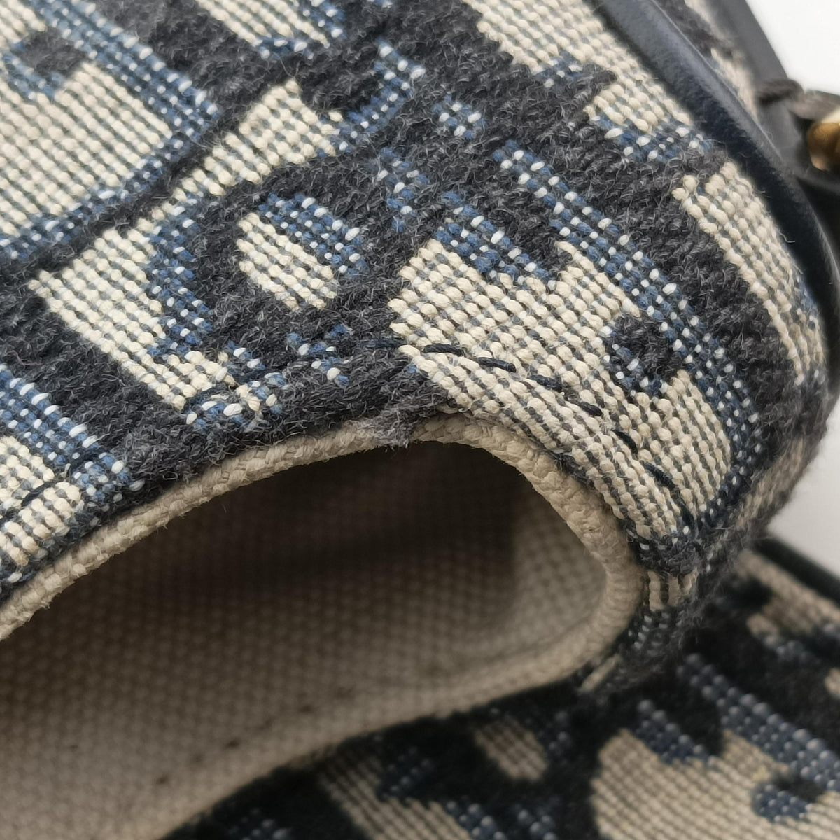 Pre-owned Christian Dior Saddle Navy Jacquard × Leather  handbag | stylenewstar
