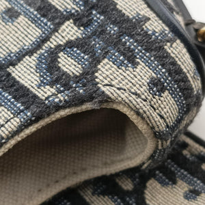 Pre-owned Christian Dior Saddle Navy Jacquard × Leather  handbag | stylenewstar