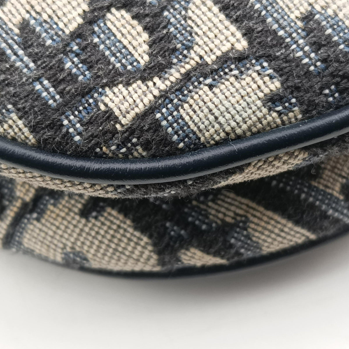 Pre-owned Christian Dior Saddle Navy Jacquard × Leather  handbag | stylenewstar
