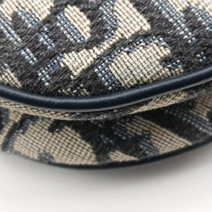 Pre-owned Christian Dior Saddle Navy Jacquard × Leather  handbag | stylenewstar