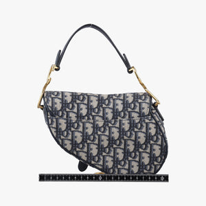 Pre-owned Christian Dior Saddle Navy Jacquard × Leather  handbag | stylenewstar
