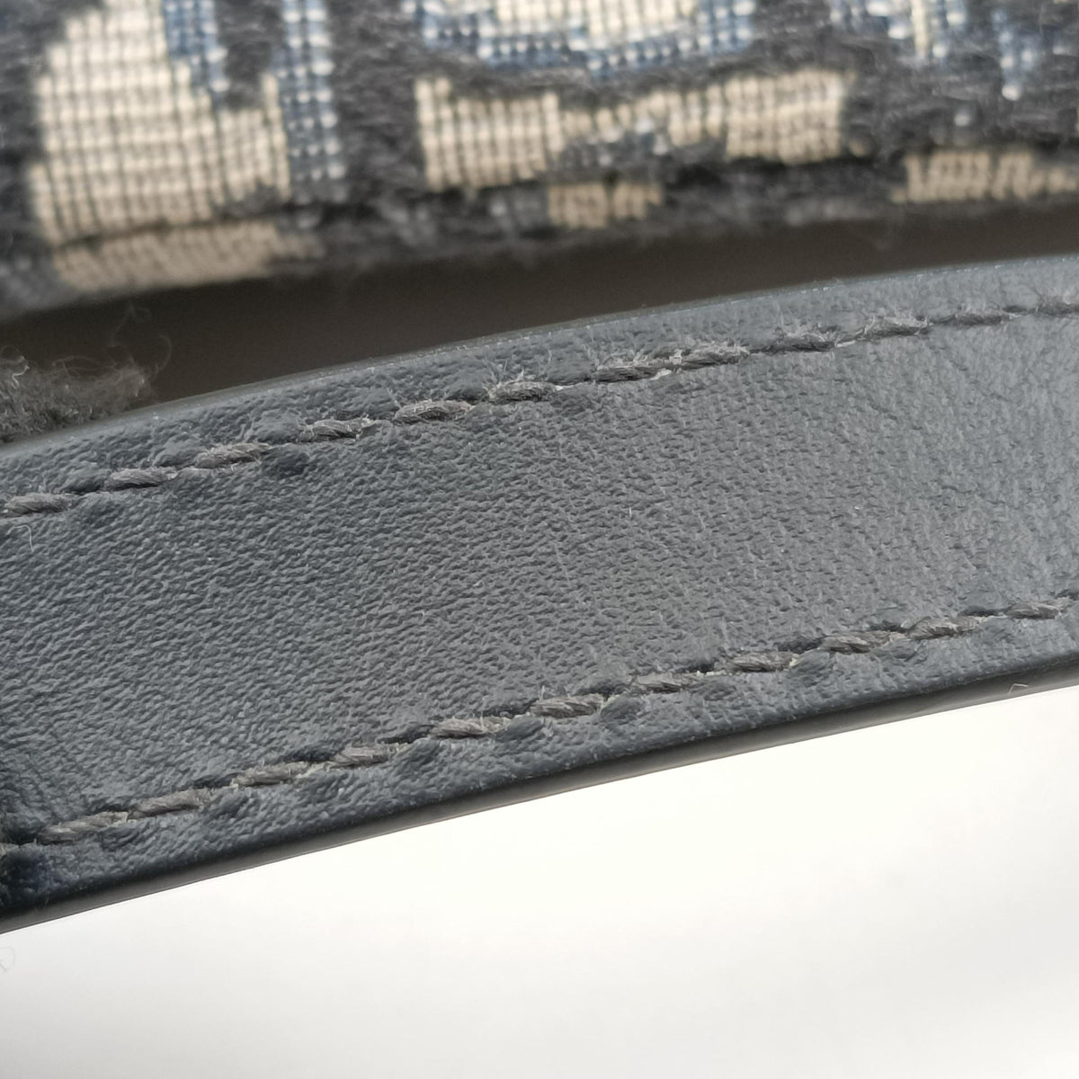 Pre-owned Christian Dior Saddle Navy Jacquard × Leather  handbag | stylenewstar