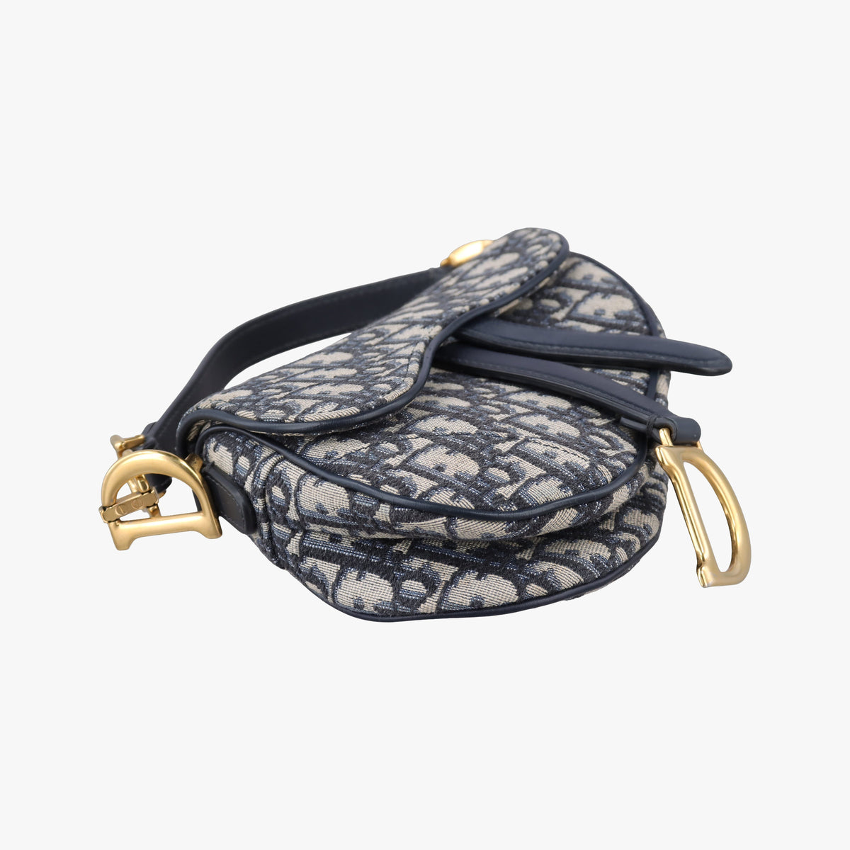 Pre-owned Christian Dior Saddle Navy Jacquard × Leather  handbag | stylenewstar